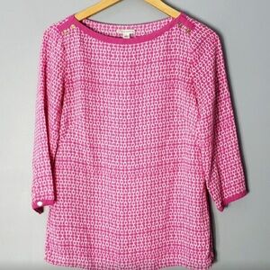 SOLD- 🔴 Banana Republic Womens Blouse Chiffon Pink White Preppy